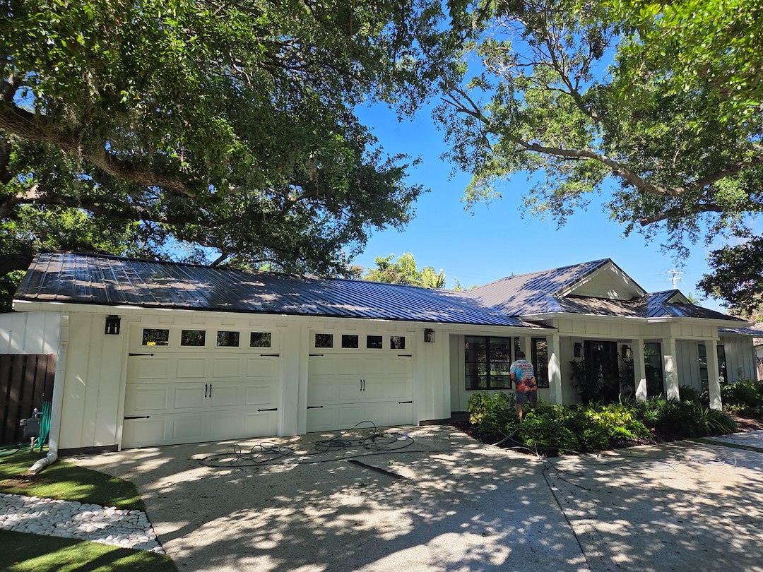 Annual Maintenance Always Turns Out Beautifully On This Metal  Roof, House, Paver and Driveway Wash In The Southgate Area Of Sarasota FL  Thumbnail