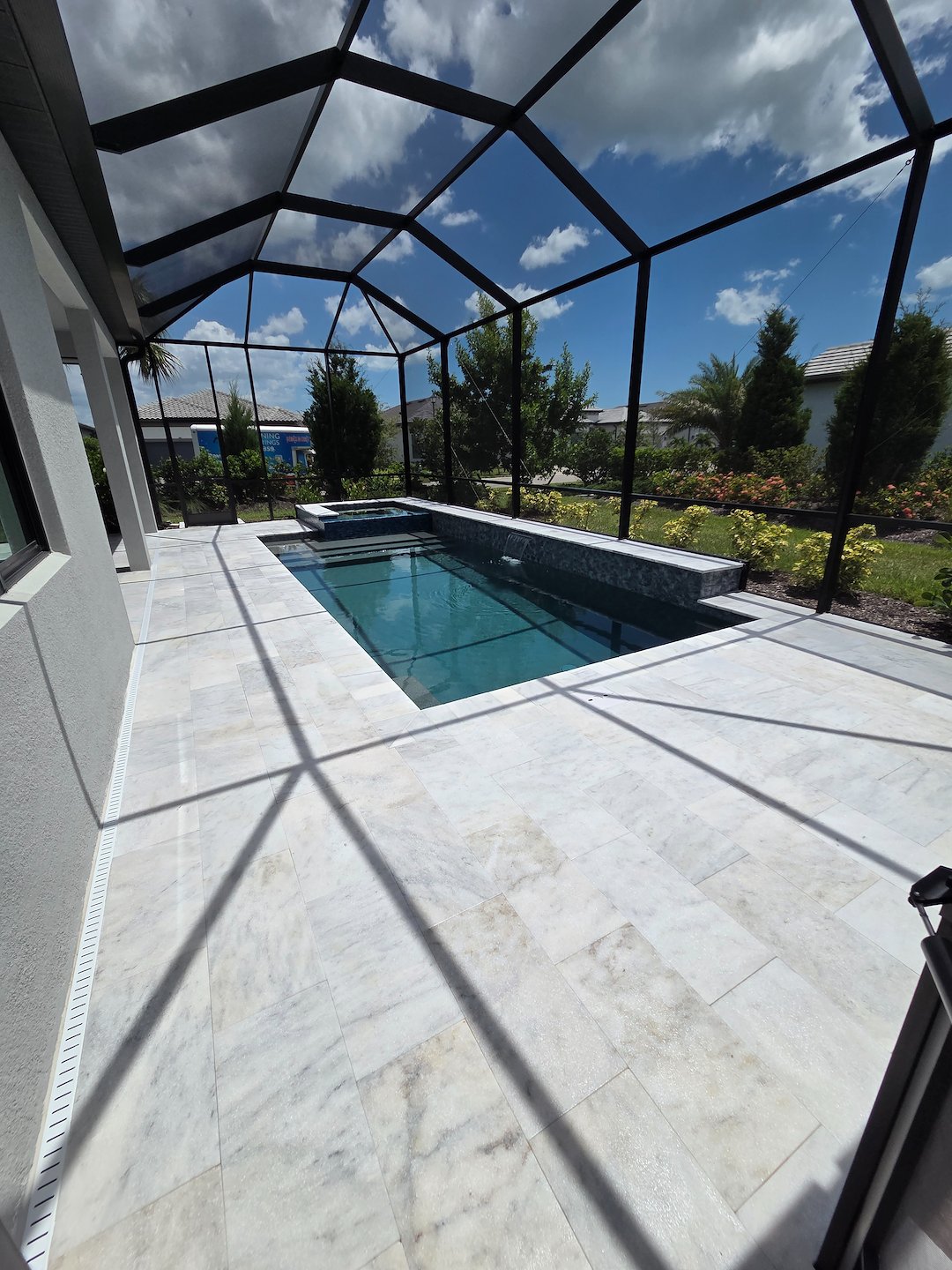 Leatherd Marble Pool Deck Sealing in The Talon Preserve Community in Nokomis 