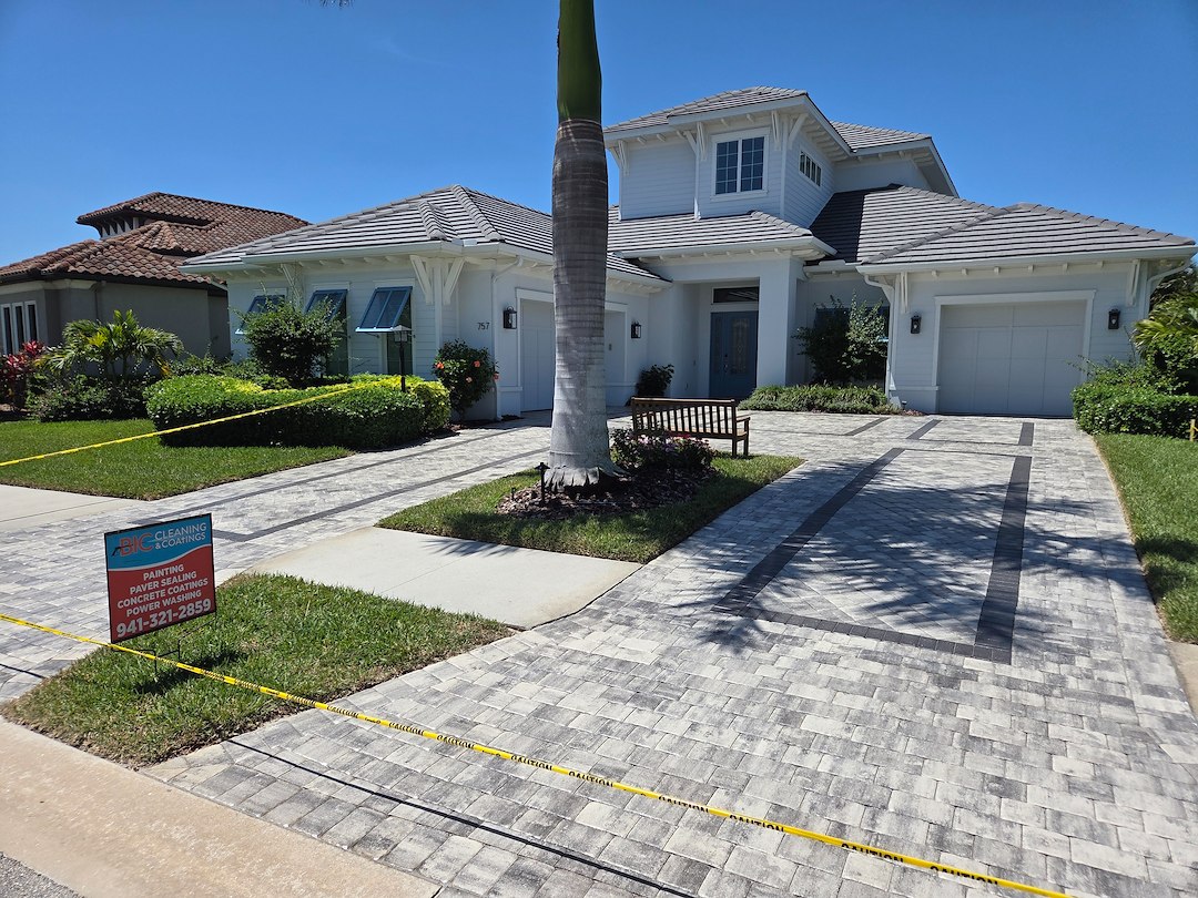 Modern gray pavers we sealed in Waterside Lakewood Ranch  Thumbnail